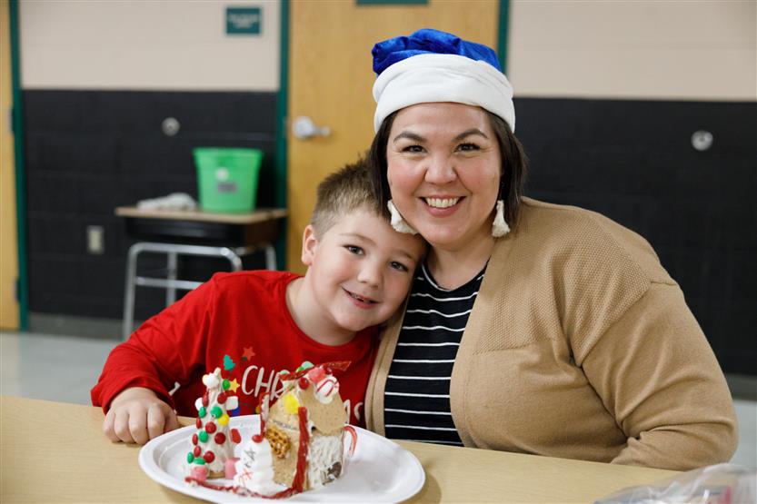 Families enjoying holiday activities